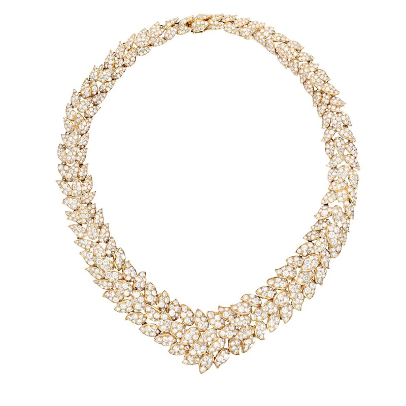 Vintage Gold and Diamond Leaf Necklace